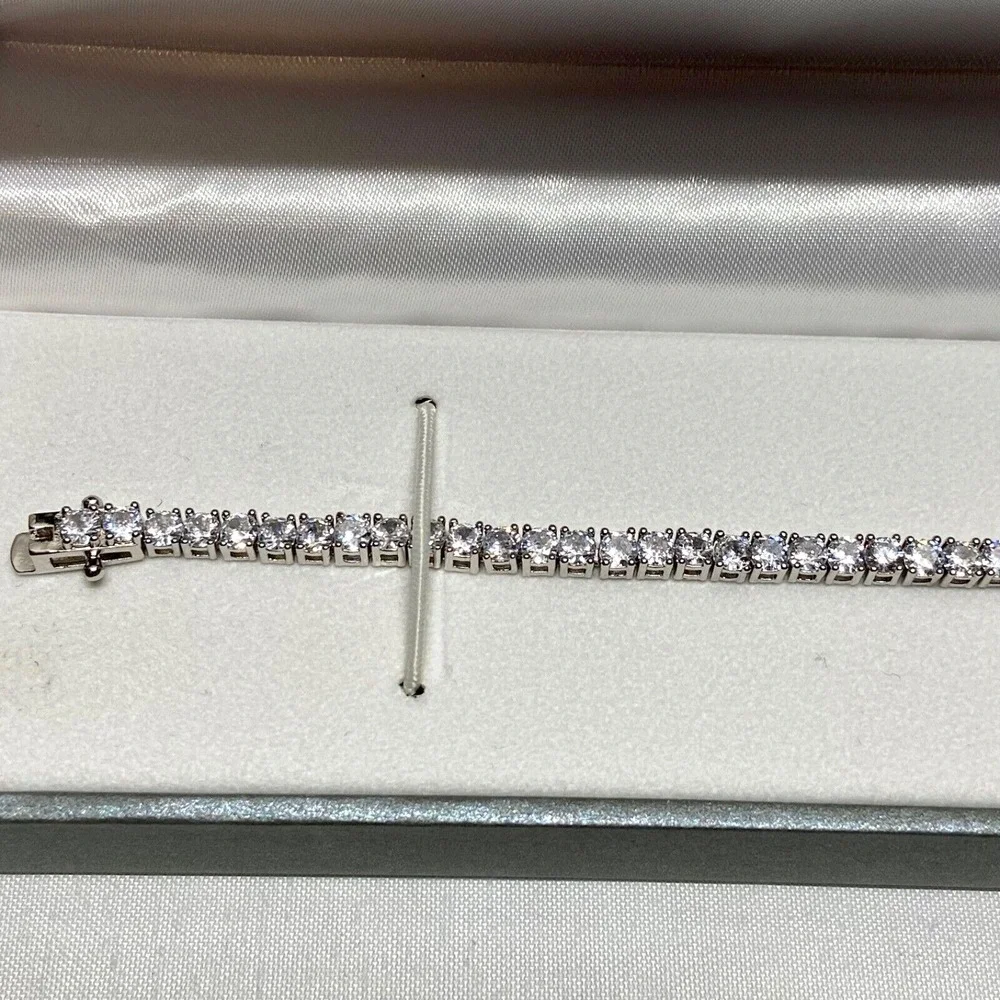 Cesca Vanna Dazzling Silvertone Tennis Bracelet 8